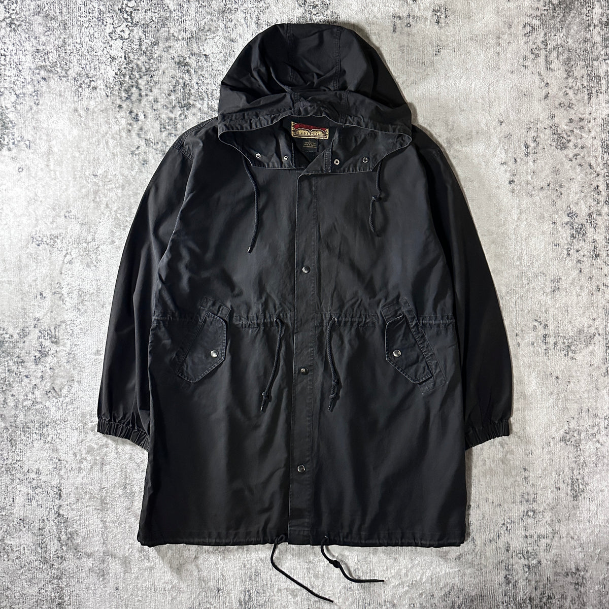 Anchor Blue Black 100% Cotton Hooded Coat Size L