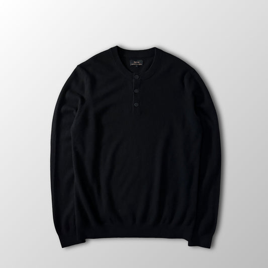 Quince Black 100% Cashmere Henley Sweater Size L