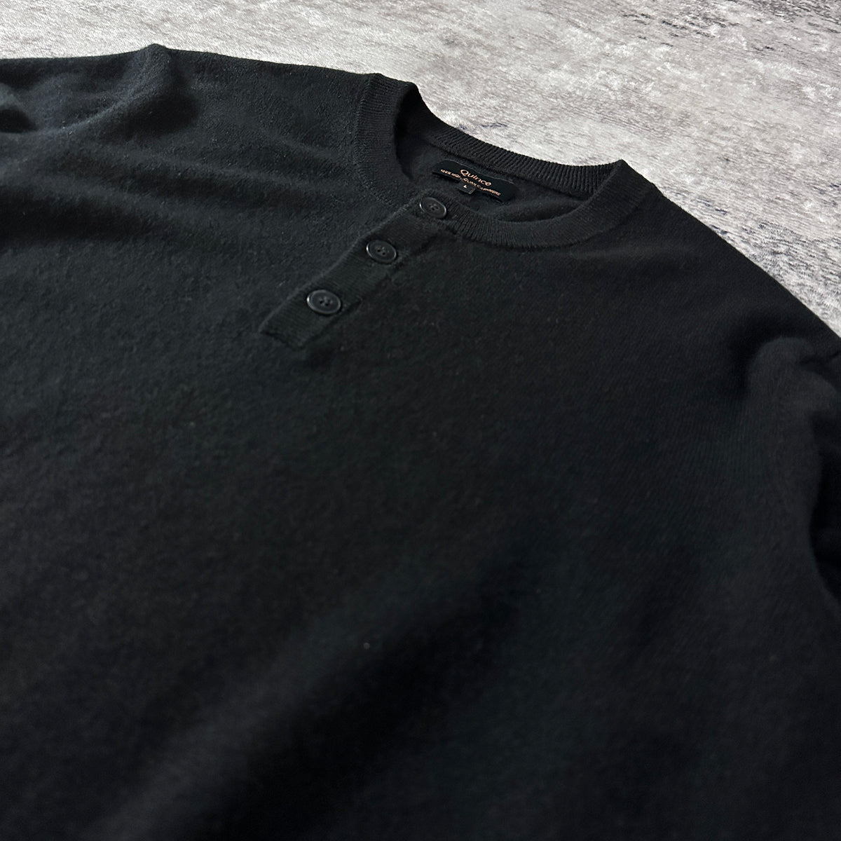 Quince Black 100% Cashmere Henley Sweater Size L