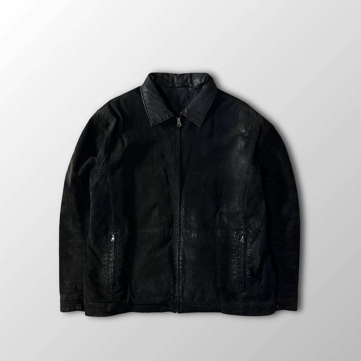 Knightsbridge Outerwear Black Leather Zip Jacket Size L