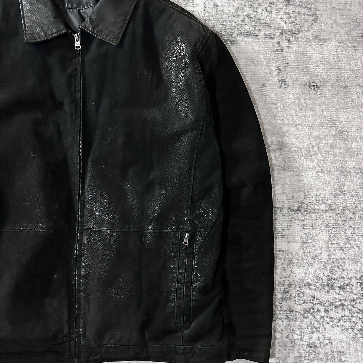 Knightsbridge Outerwear Black Leather Zip Jacket Size L