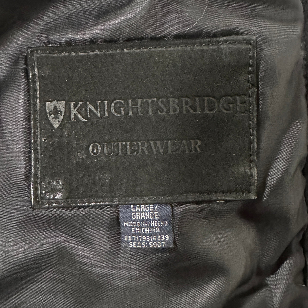 Knightsbridge Outerwear Black Leather Zip Jacket Size L