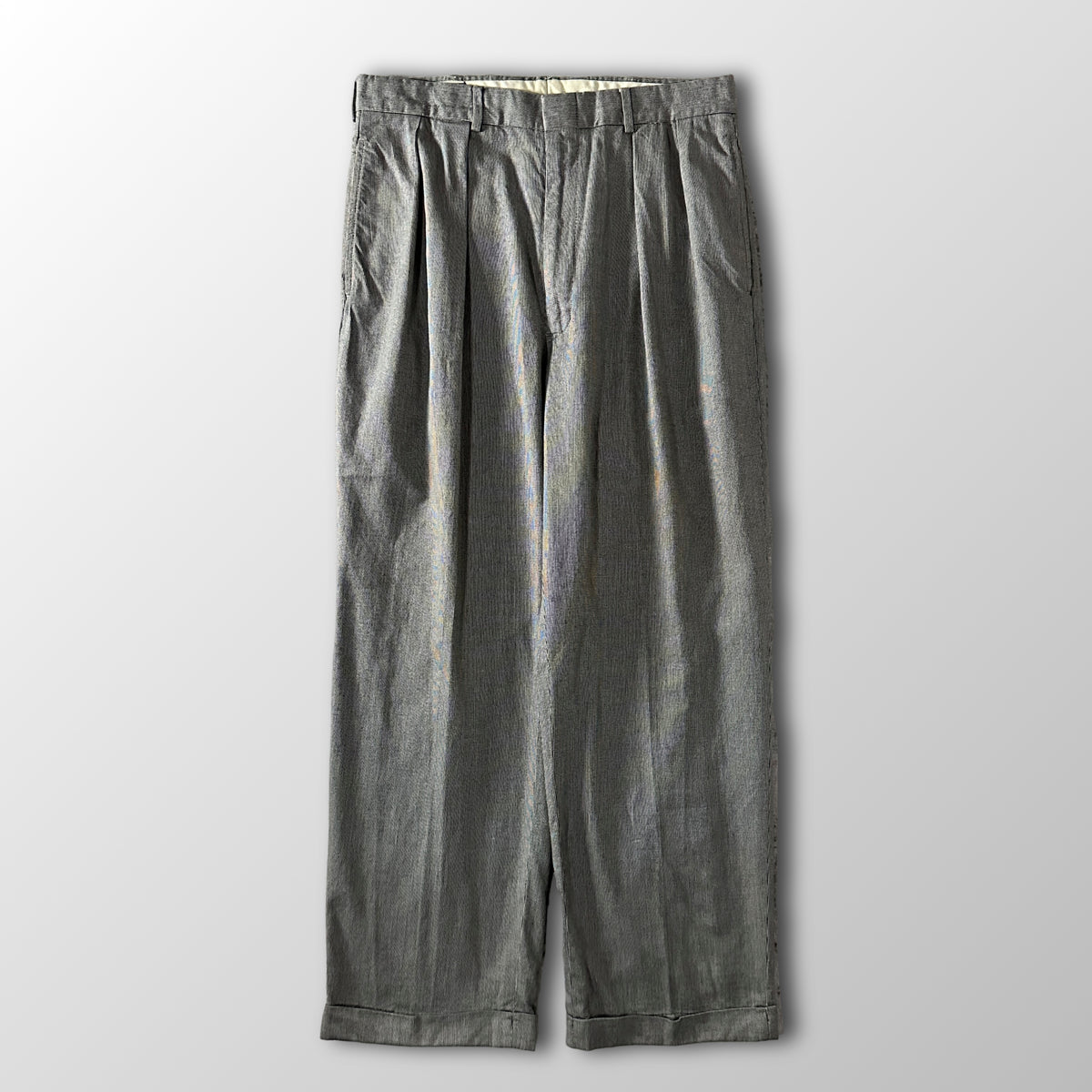 Polo by Ralph Lauren Gray Houndstooth Cotton Pleated Trousers Size W32