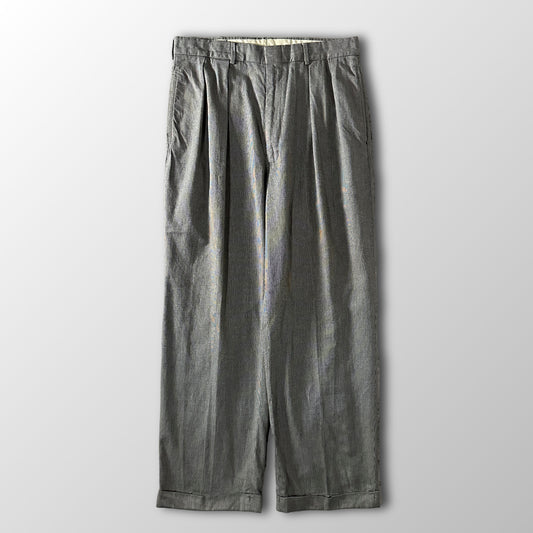 Polo by Ralph Lauren Gray Houndstooth Cotton Pleated Trousers Size W32