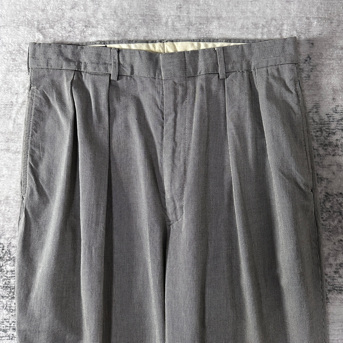 Polo by Ralph Lauren Gray Houndstooth Cotton Pleated Trousers Size W32