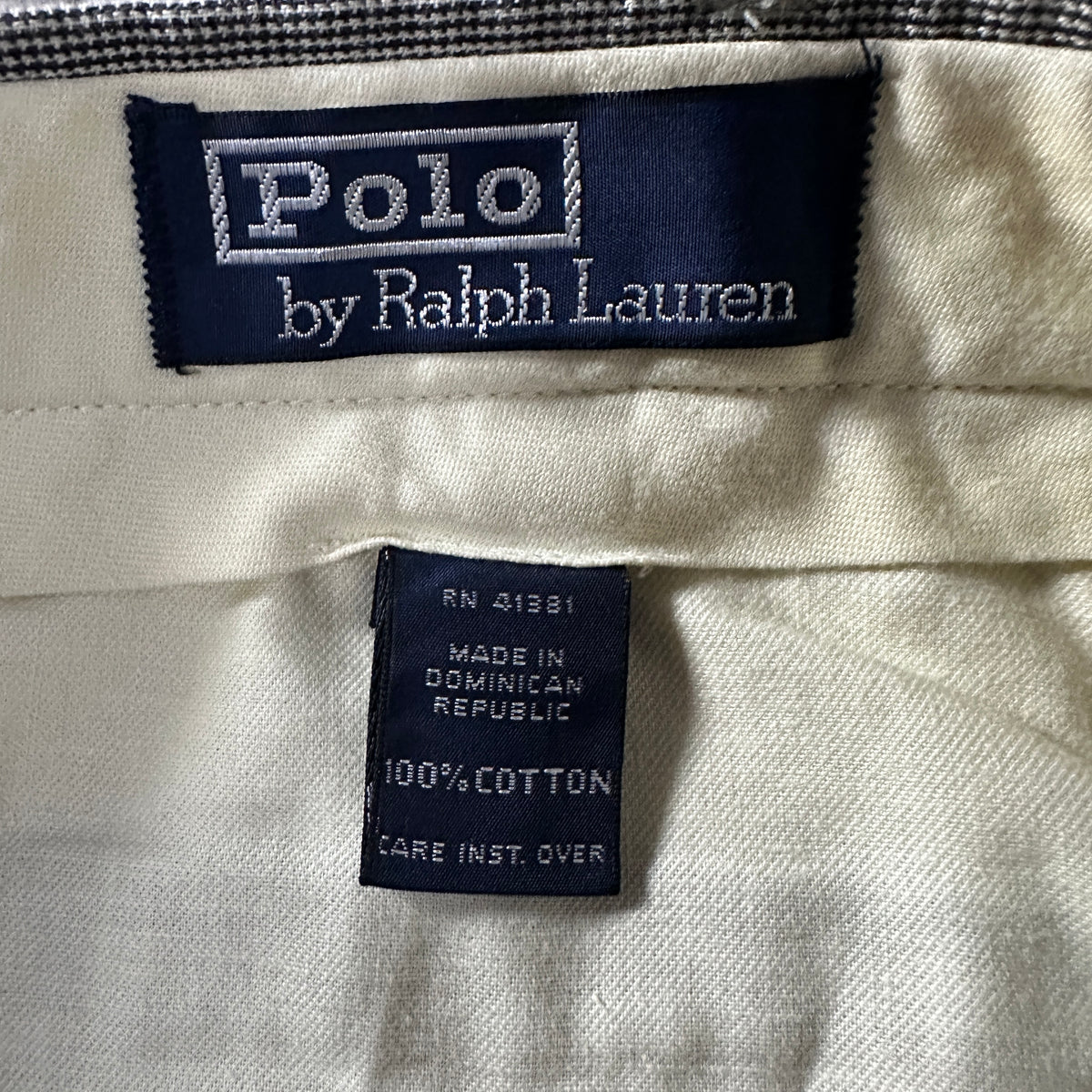 Polo by Ralph Lauren Gray Houndstooth Cotton Pleated Trousers Size W32