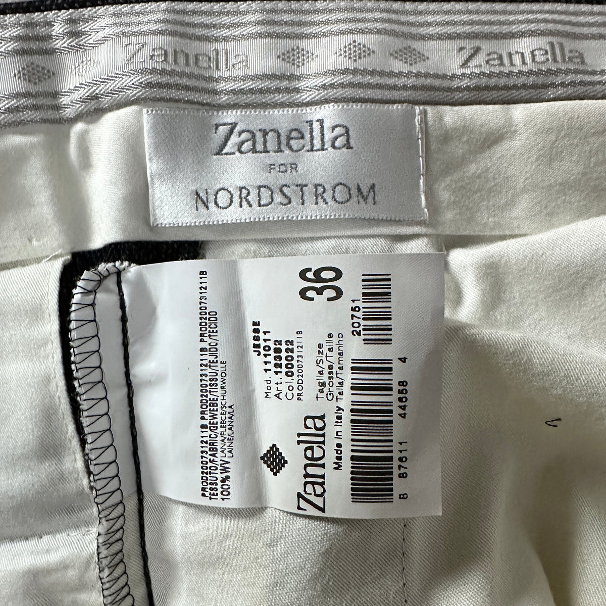 Zanella Black Gray 100% Virgin Wool Pleated Trousers Made in Italy Size 36