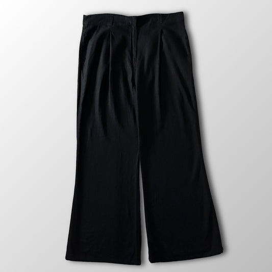 Anthropologie Black Wide Leg Pleated Trousers Size XL
