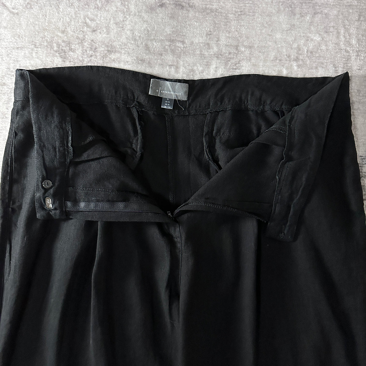 Anthropologie Black Wide Leg Pleated Trousers Size XL