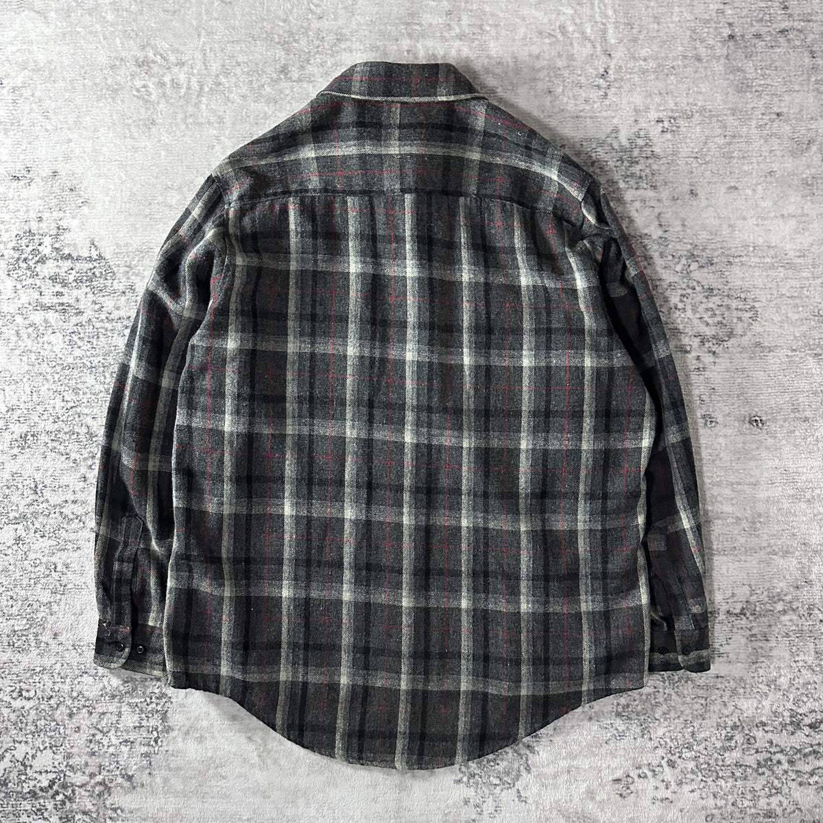Fieldmaster Gray Check Wool Blend Heavy Flannel Shirt Size XL Tall