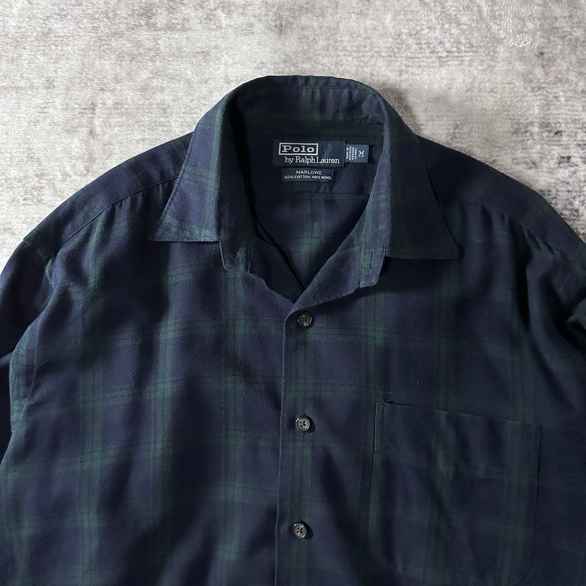 Polo by Ralph Lauren Marlowe Navy Check Cotton Wool Flannel Shirt Size M