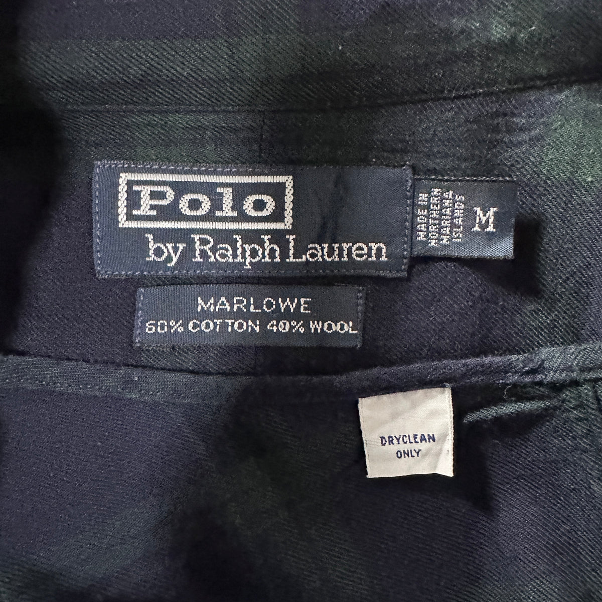 Polo by Ralph Lauren Marlowe Navy Check Cotton Wool Flannel Shirt Size M