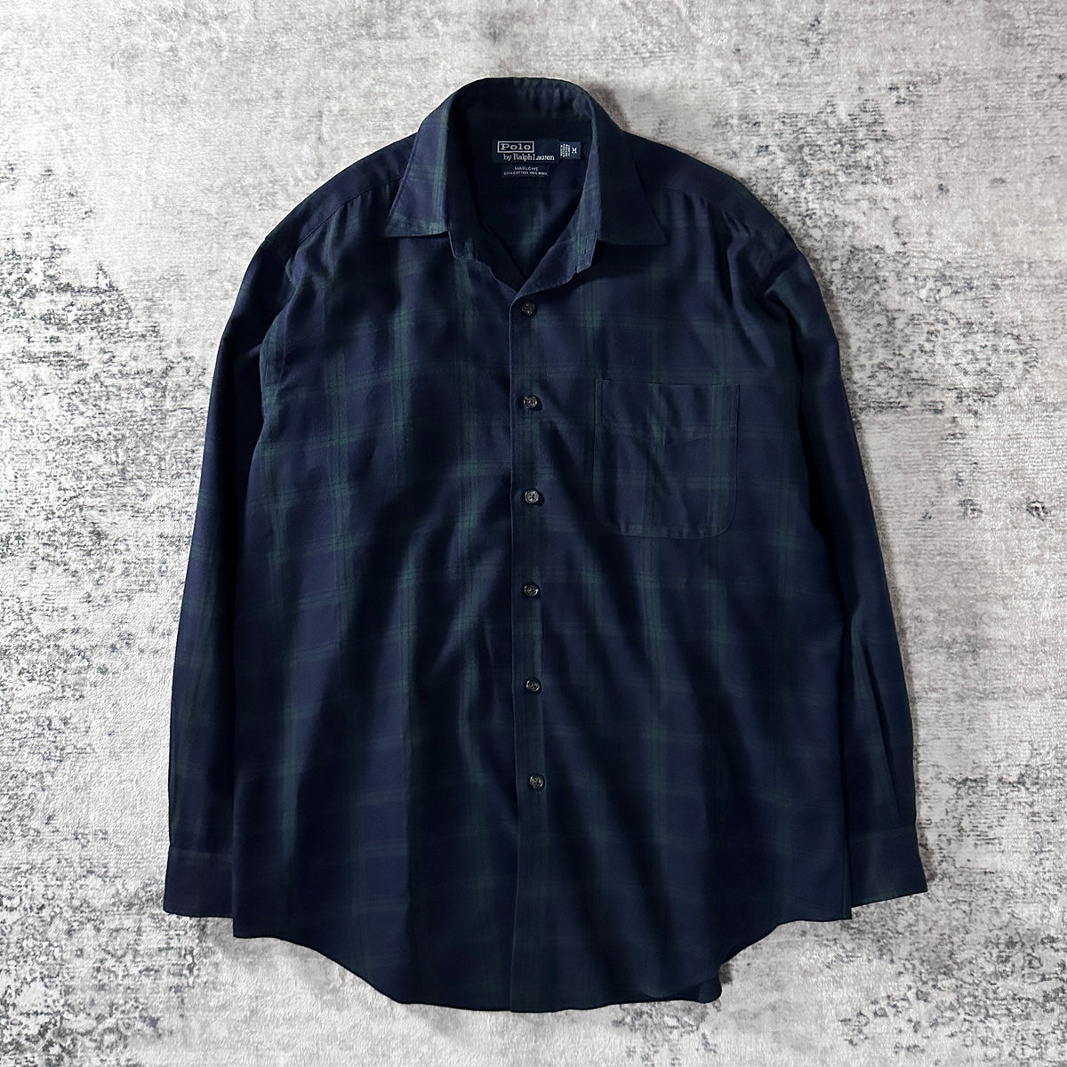 Polo by Ralph Lauren Marlowe Navy Check Cotton Wool Flannel Shirt Size M