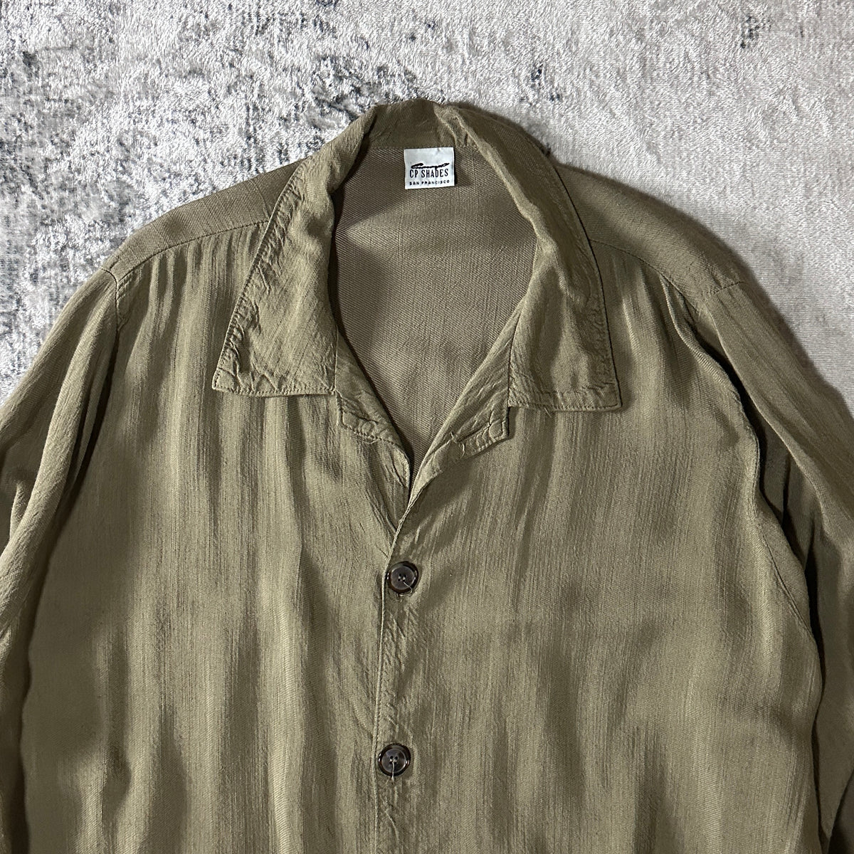 CP Shades Khaki 100% Rayon Long Shirt Size M