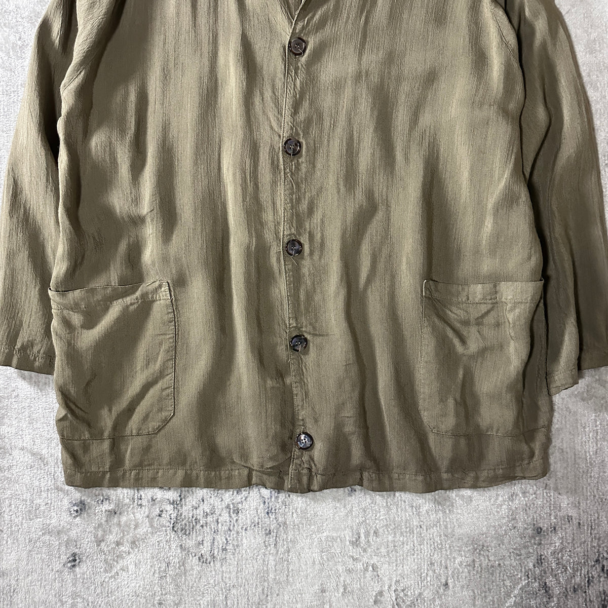 CP Shades Khaki 100% Rayon Long Shirt Size M