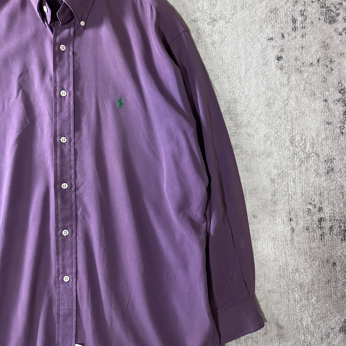 Ralph Lauren Purple 100% Silk Button Down Shirt Made in USA Size L