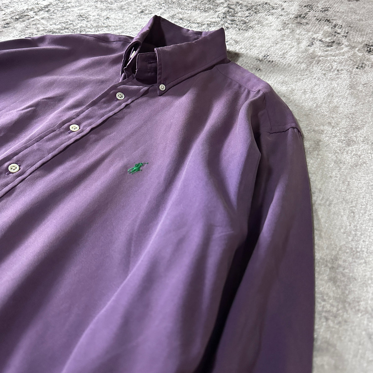 Ralph Lauren Purple 100% Silk Button Down Shirt Made in USA Size L