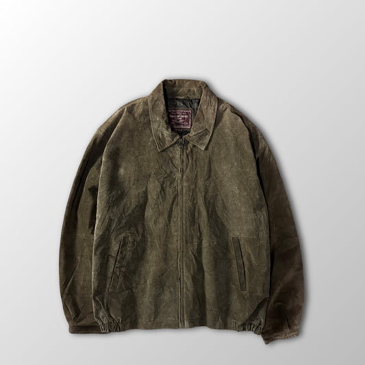 American Classics Colebrook Khaki Suede Leather Zip Blouson Size XL