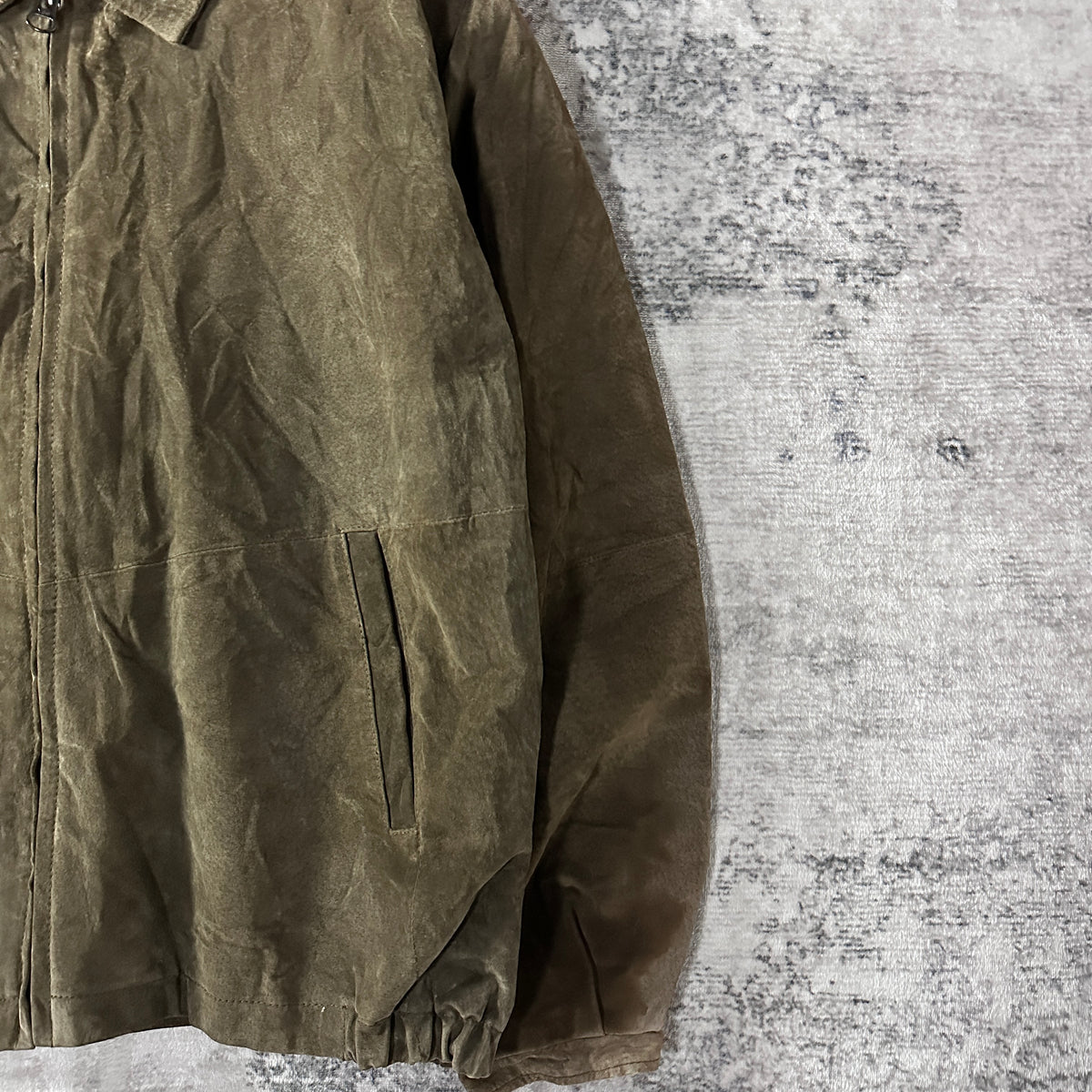 American Classics Colebrook Khaki Suede Leather Zip Blouson Size XL