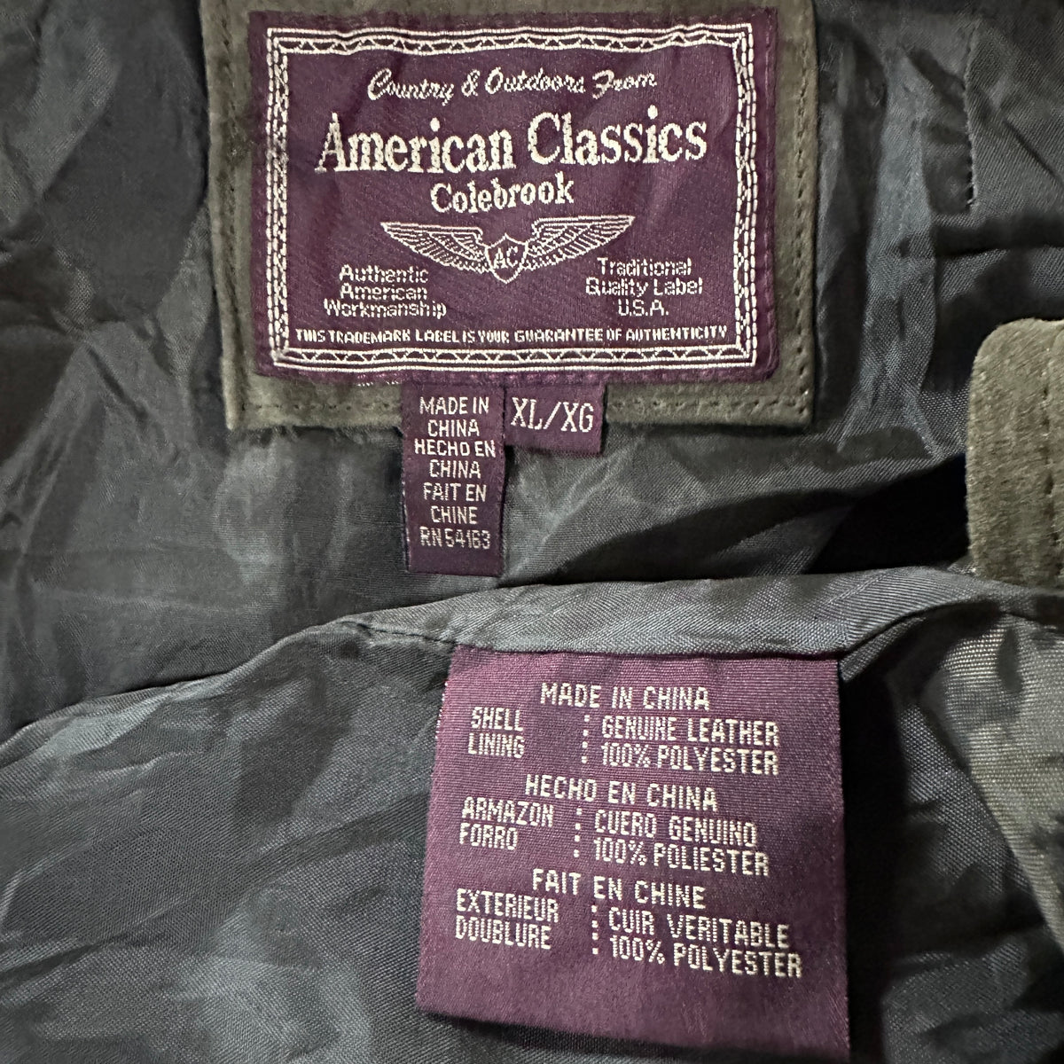 American Classics Colebrook Khaki Suede Leather Zip Blouson Size XL