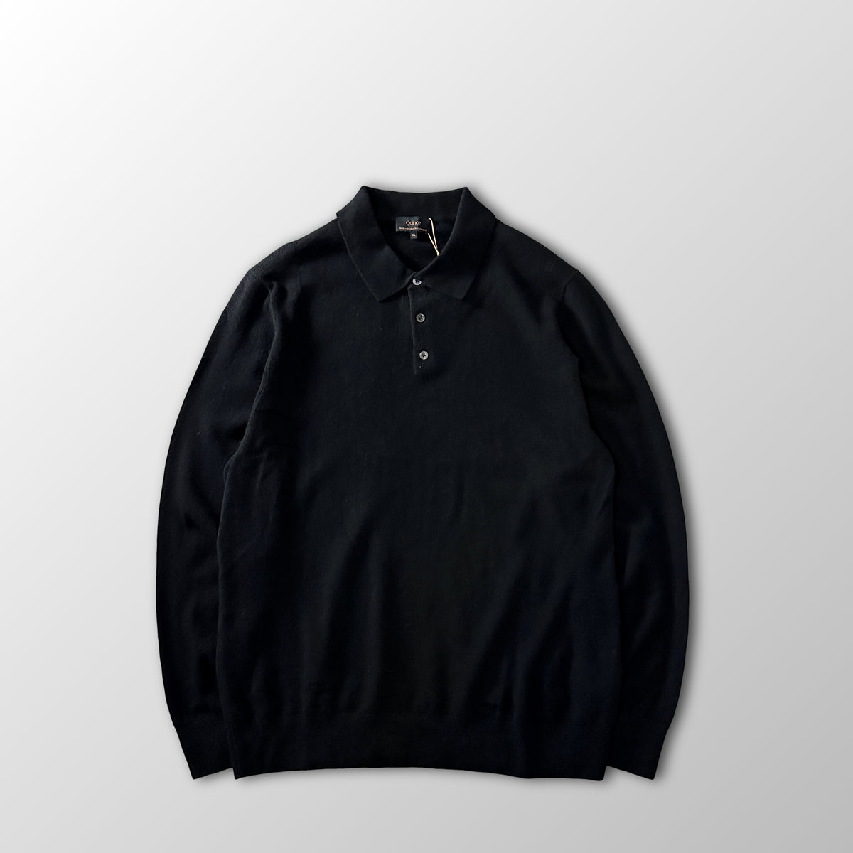 Quince Black 100% Cashmere Knit Polo Sweater Size XL