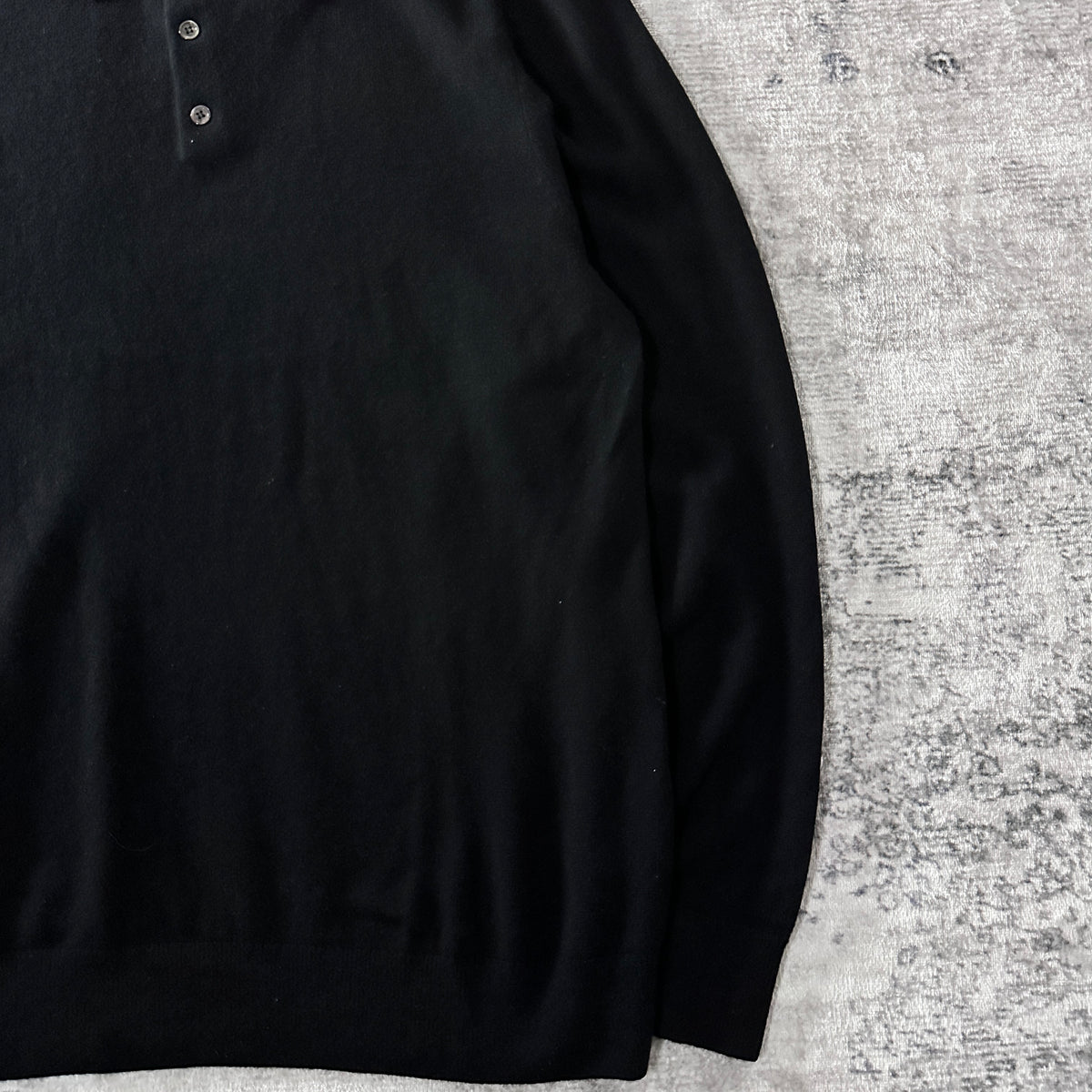 Quince Black 100% Cashmere Knit Polo Sweater Size XL