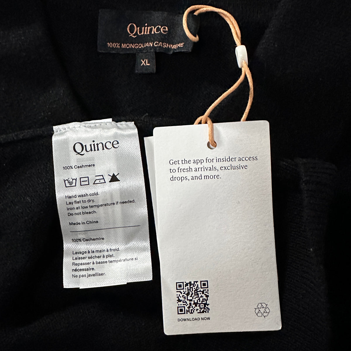 Quince Black 100% Cashmere Knit Polo Sweater Size XL