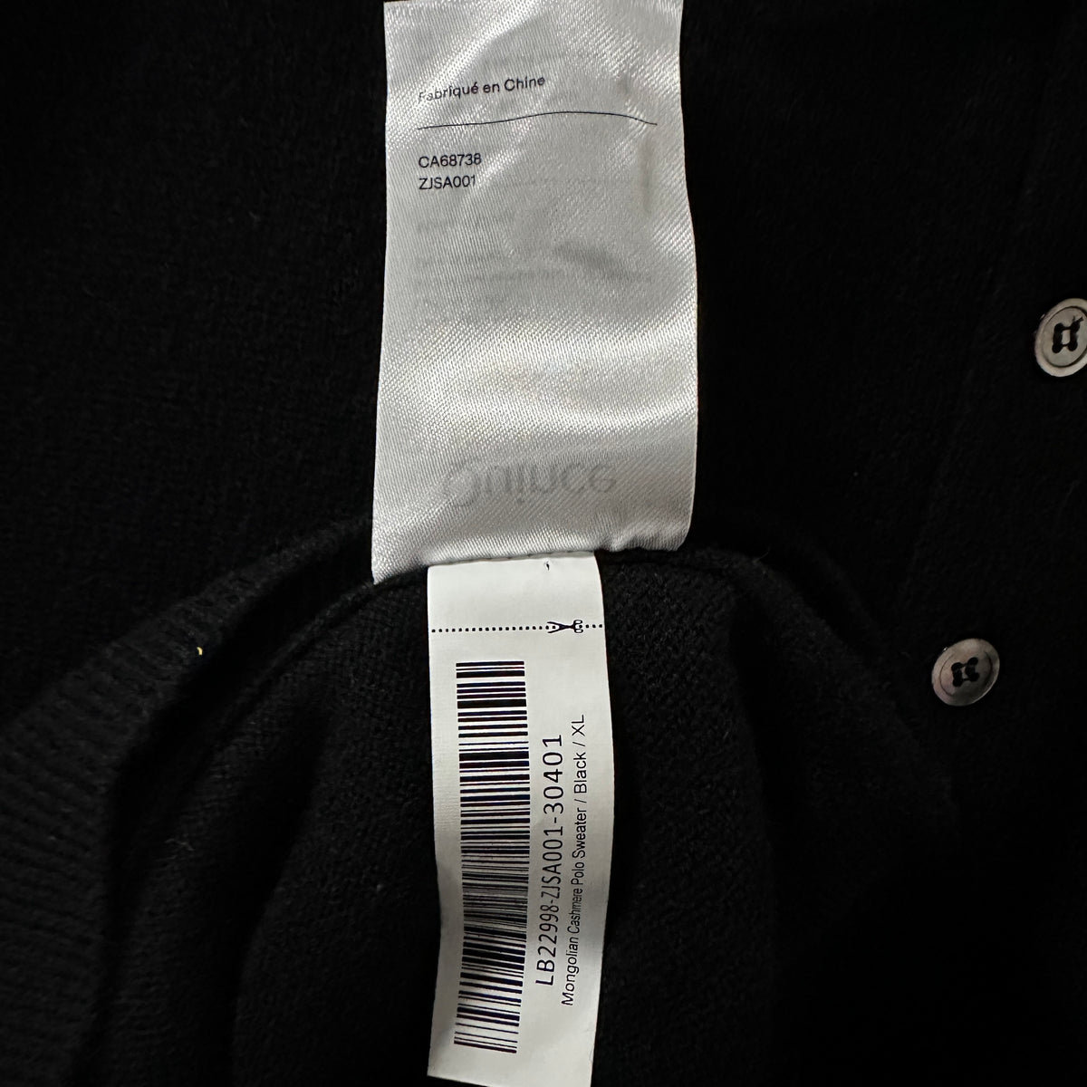 Quince Black 100% Cashmere Knit Polo Sweater Size XL