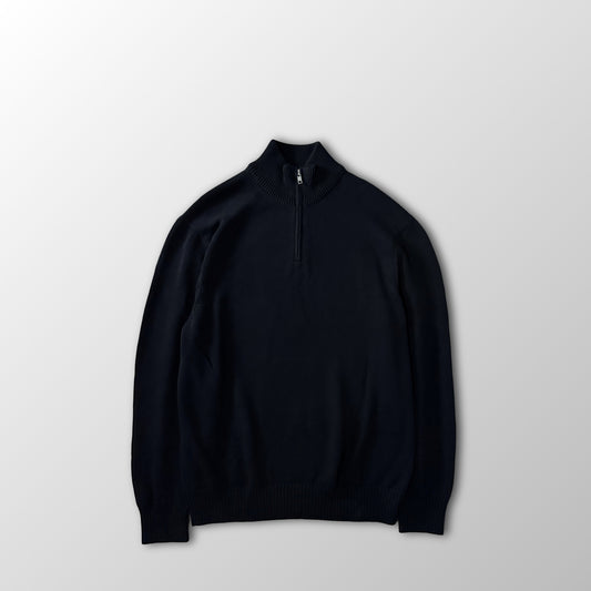Quince Black Organic Cotton Quarter Zip Sweater Size XL