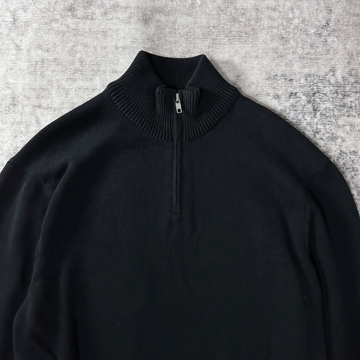Quince Black Organic Cotton Quarter Zip Sweater Size XL