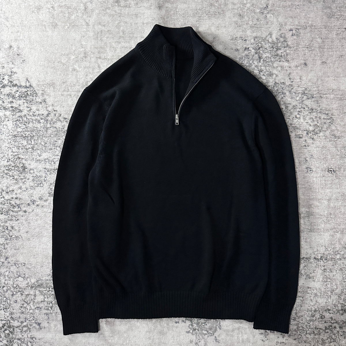 Quince Black Organic Cotton Quarter Zip Sweater Size XL