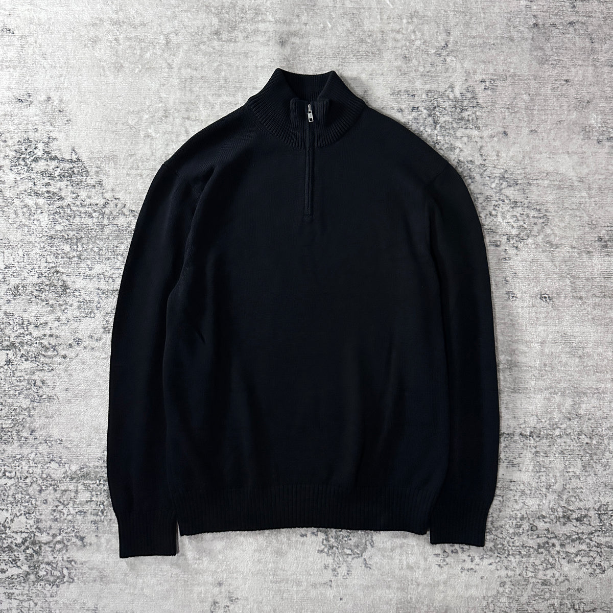 Quince Black Organic Cotton Quarter Zip Sweater Size XL