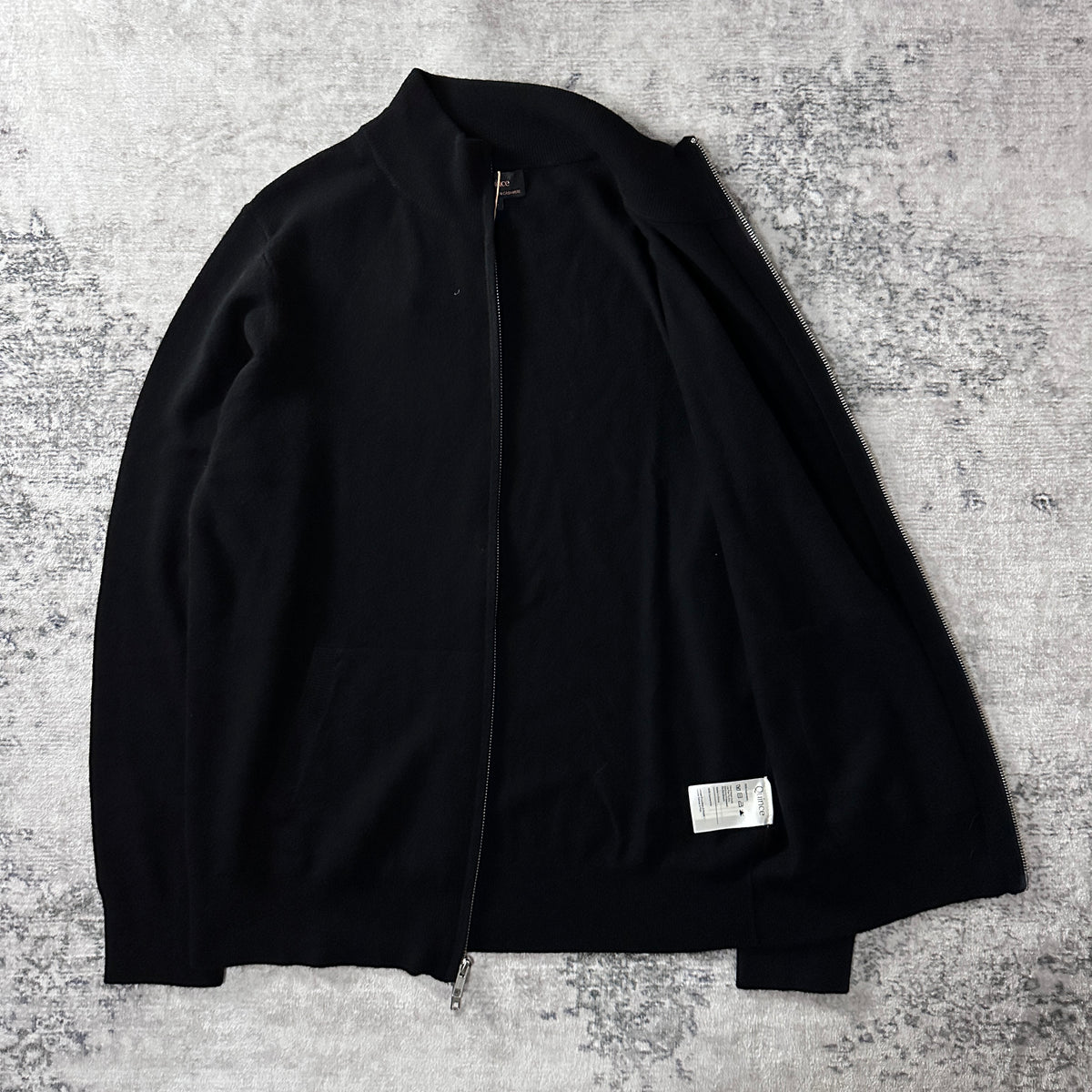 Quince Black 100% Cashmere Full Zip Sweater Size L