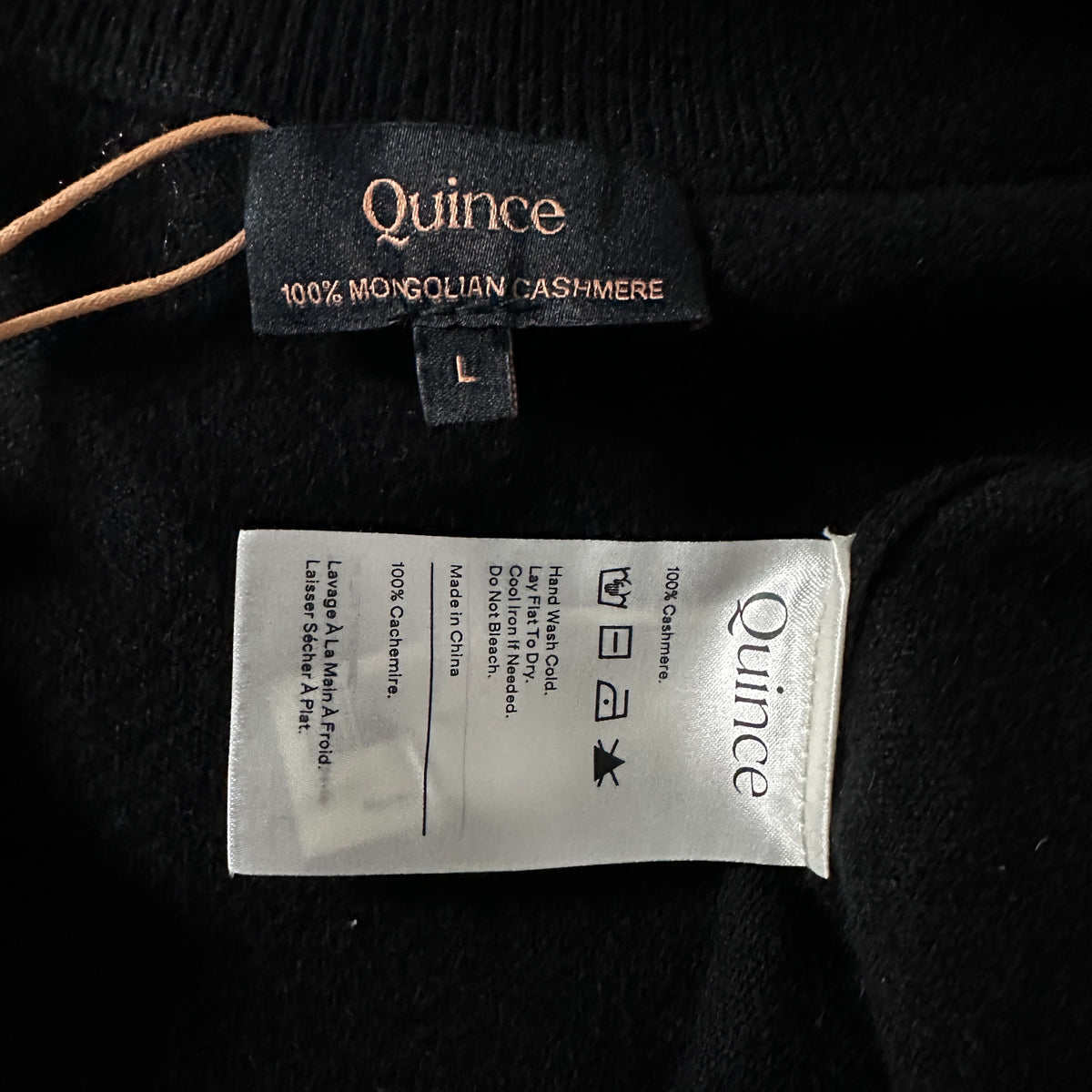 Quince Black 100% Cashmere Full Zip Sweater Size L