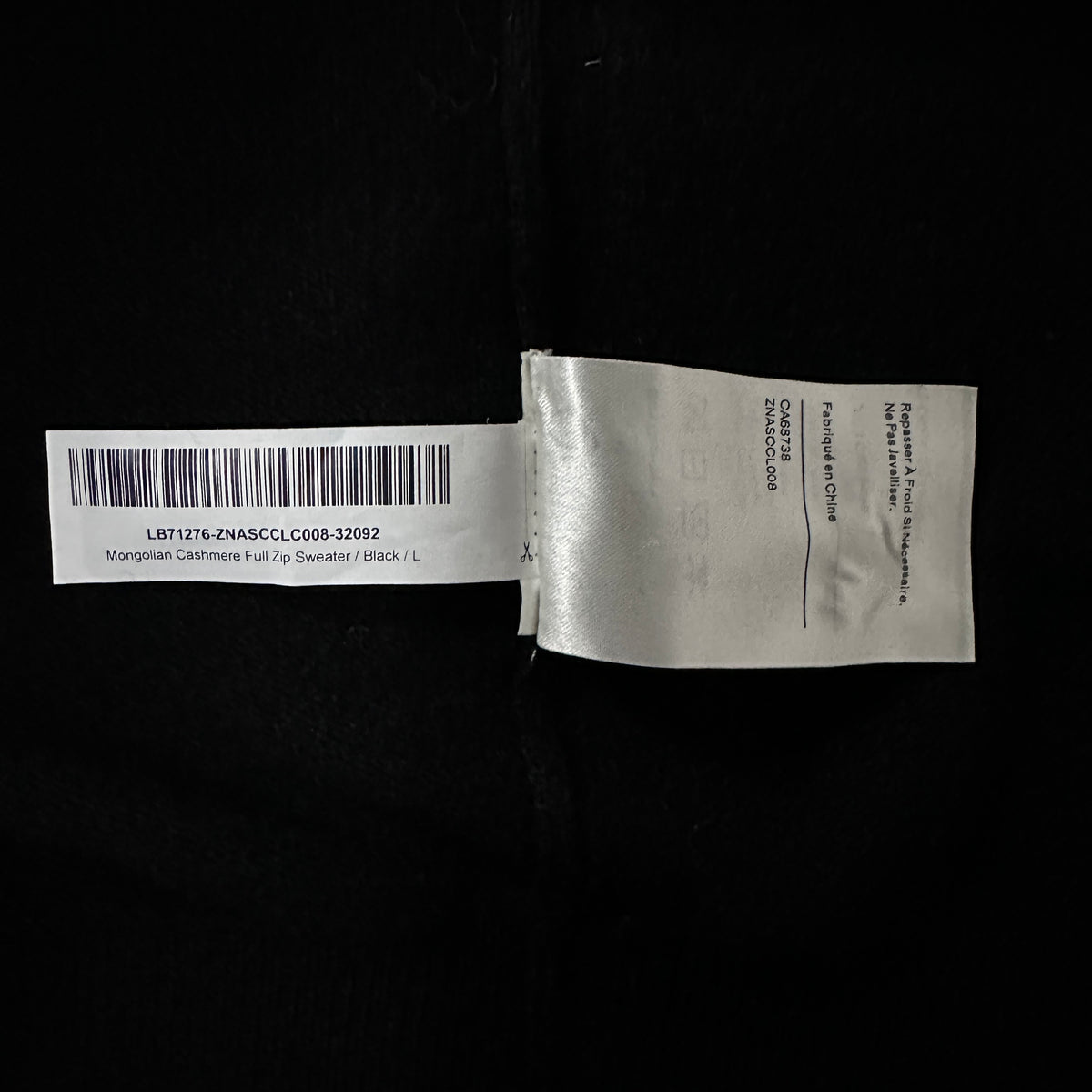 Quince Black 100% Cashmere Full Zip Sweater Size L