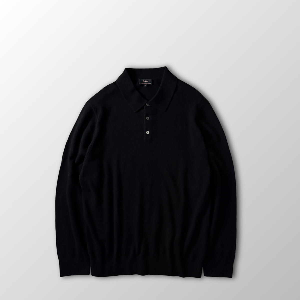 Quince Black 100% Cashmere Knit Polo Sweater Size XL