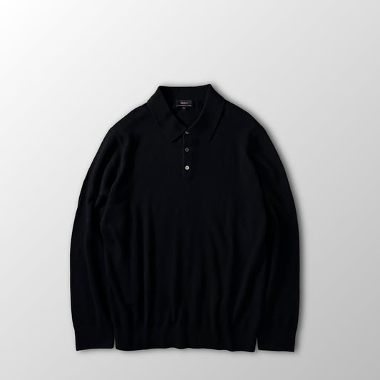 Quince Black 100% Cashmere Knit Polo Sweater Size XL
