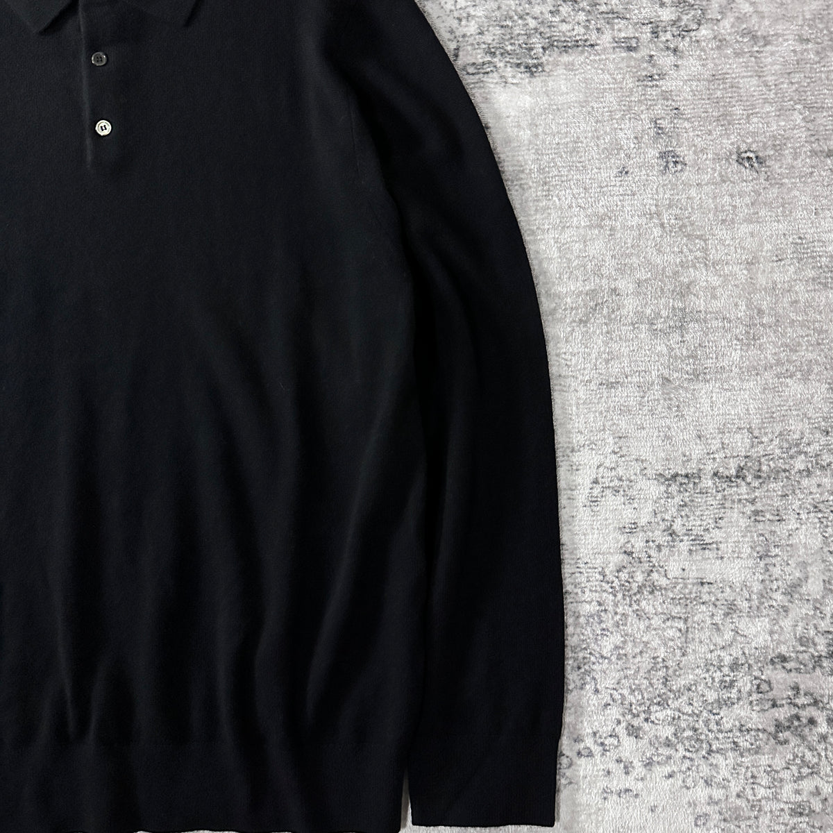 Quince Black 100% Cashmere Knit Polo Sweater Size XL
