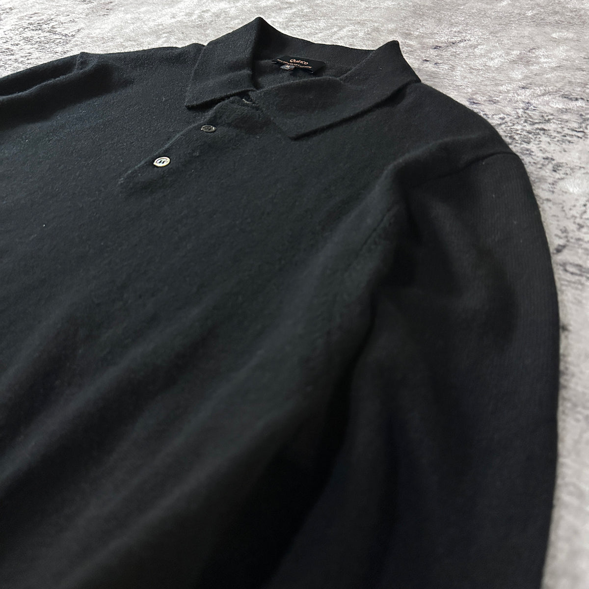 Quince Black 100% Cashmere Knit Polo Sweater Size XL