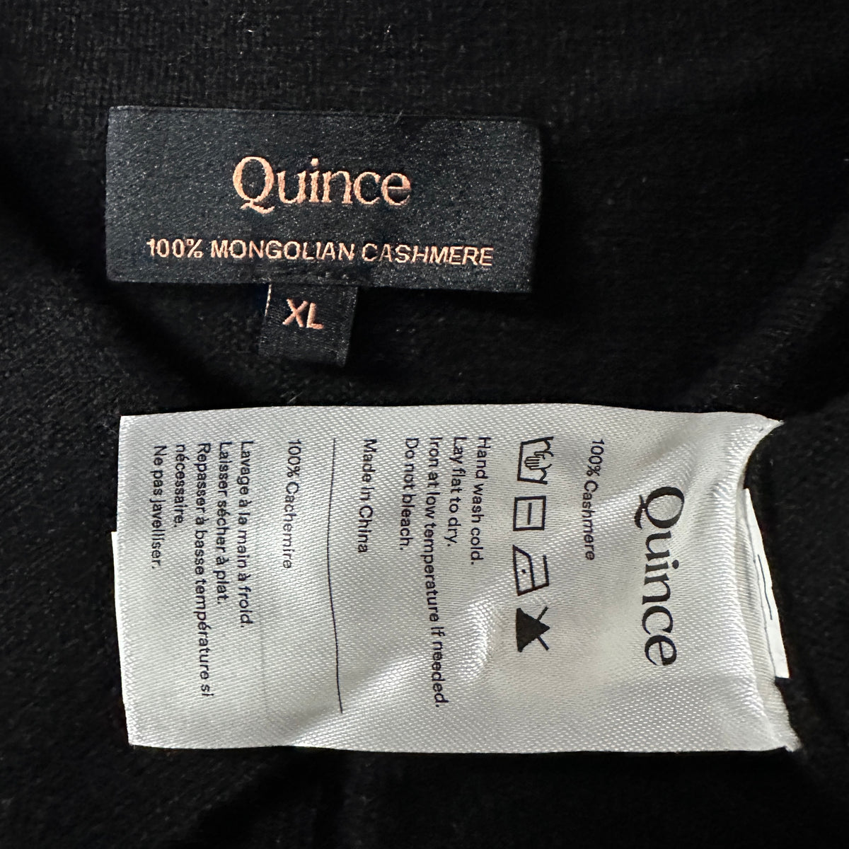 Quince Black 100% Cashmere Knit Polo Sweater Size XL