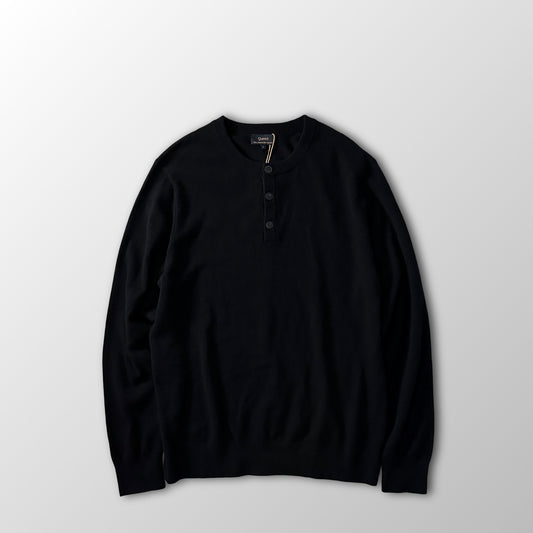Quince Black 100% Cashmere Henley Sweater Size L