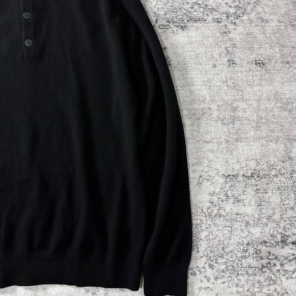 Quince Black 100% Cashmere Henley Sweater Size L