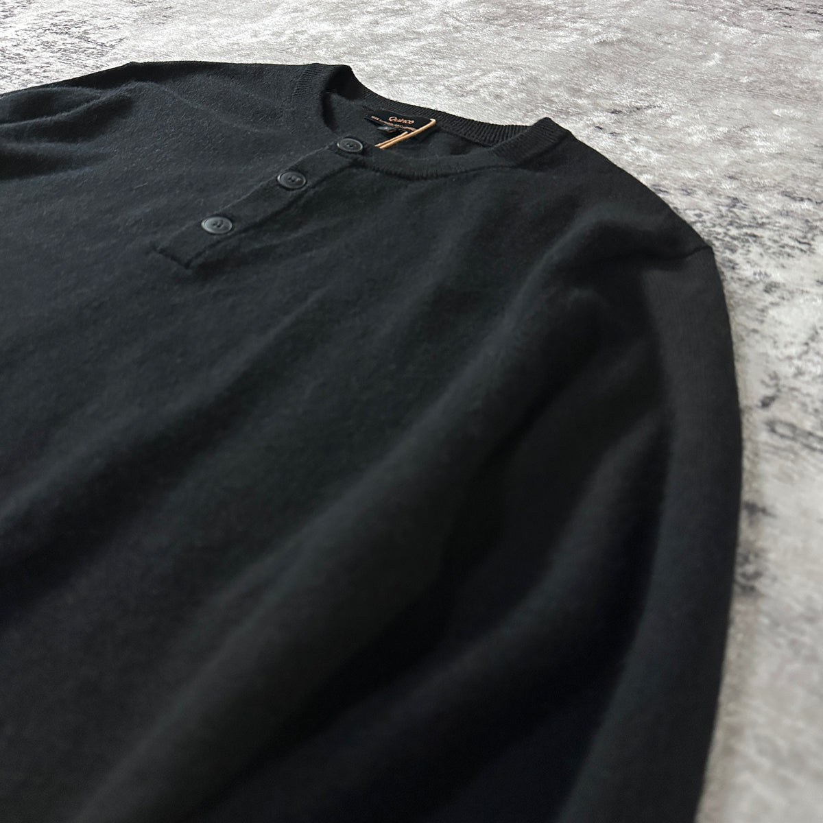 Quince Black 100% Cashmere Henley Sweater Size L