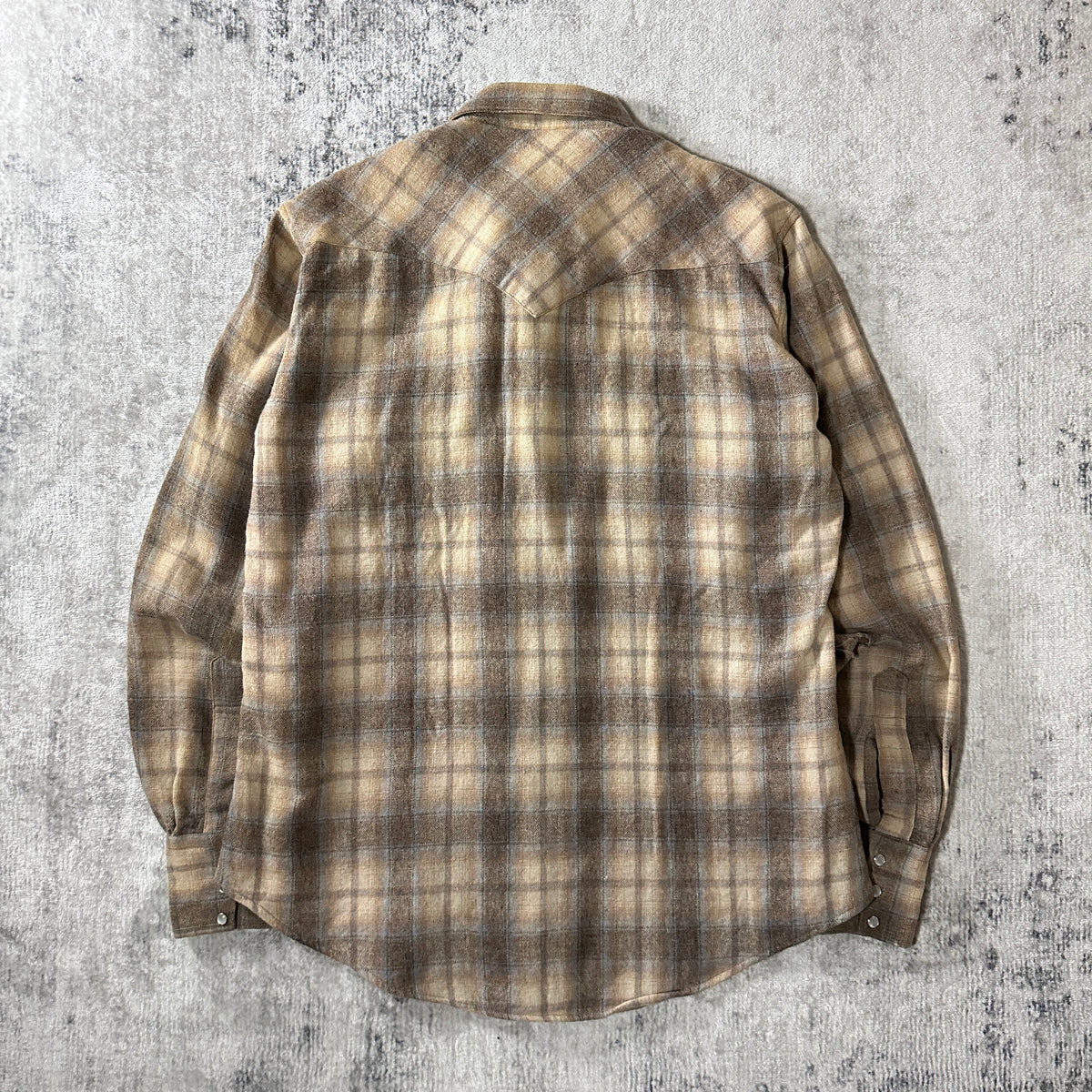 Beige Ombre Check Lined Western Shirt