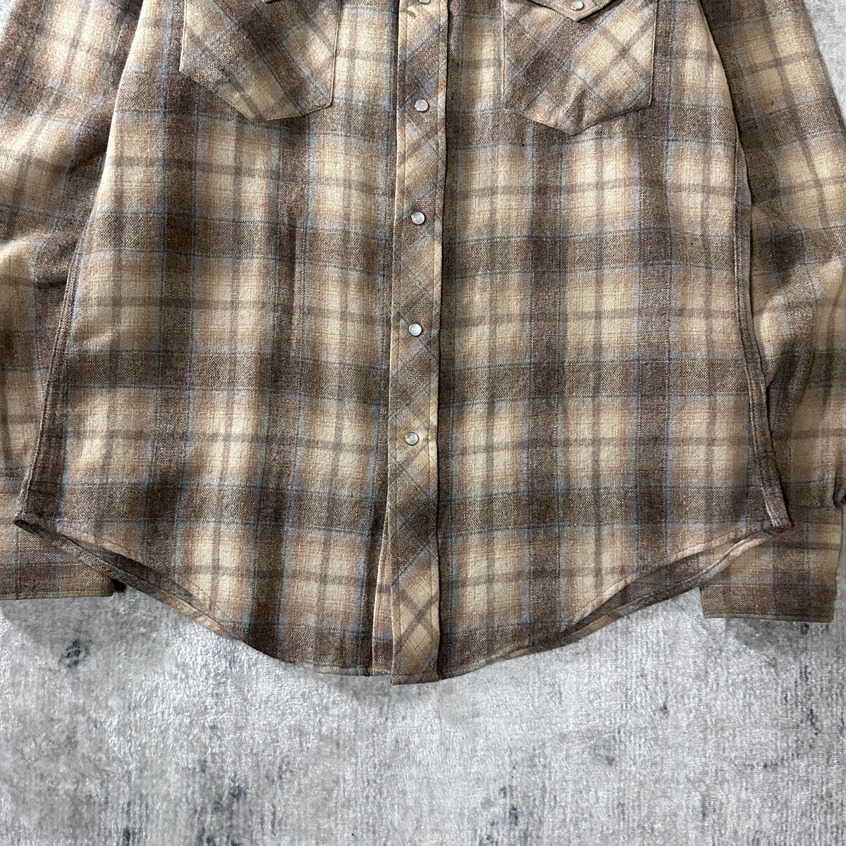 Beige Ombre Check Lined Western Shirt