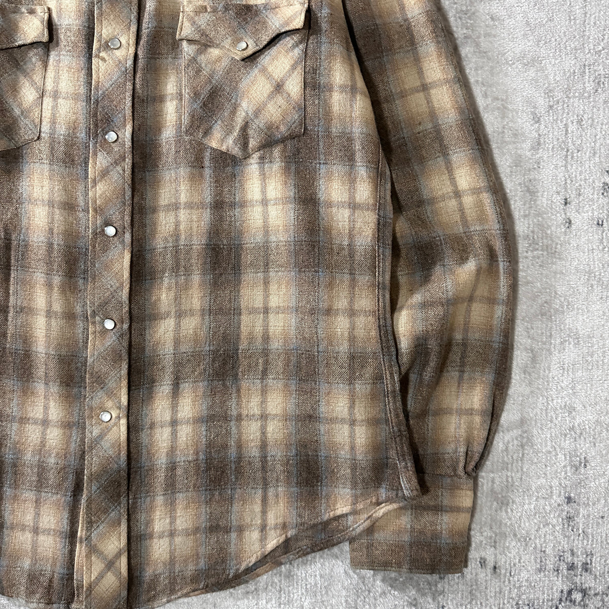Beige Ombre Check Lined Western Shirt