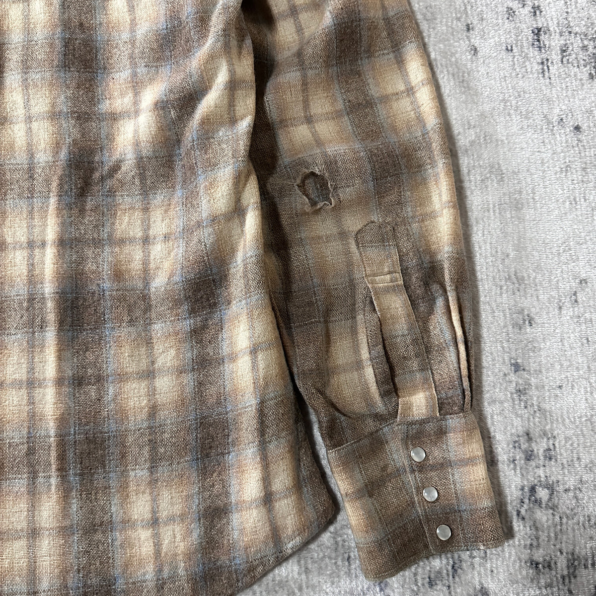 Beige Ombre Check Lined Western Shirt