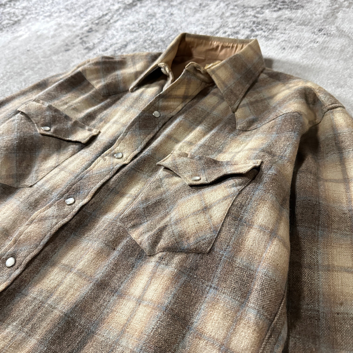 Beige Ombre Check Lined Western Shirt