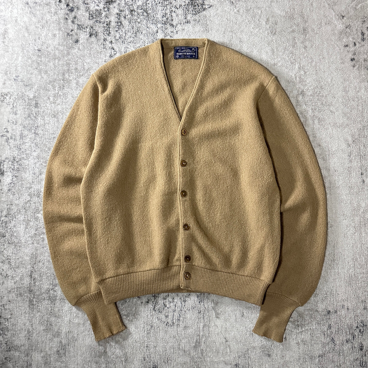 Arnold Palmer by Robert Bruce Beige V-Neck Cardigan Made in USA Size L