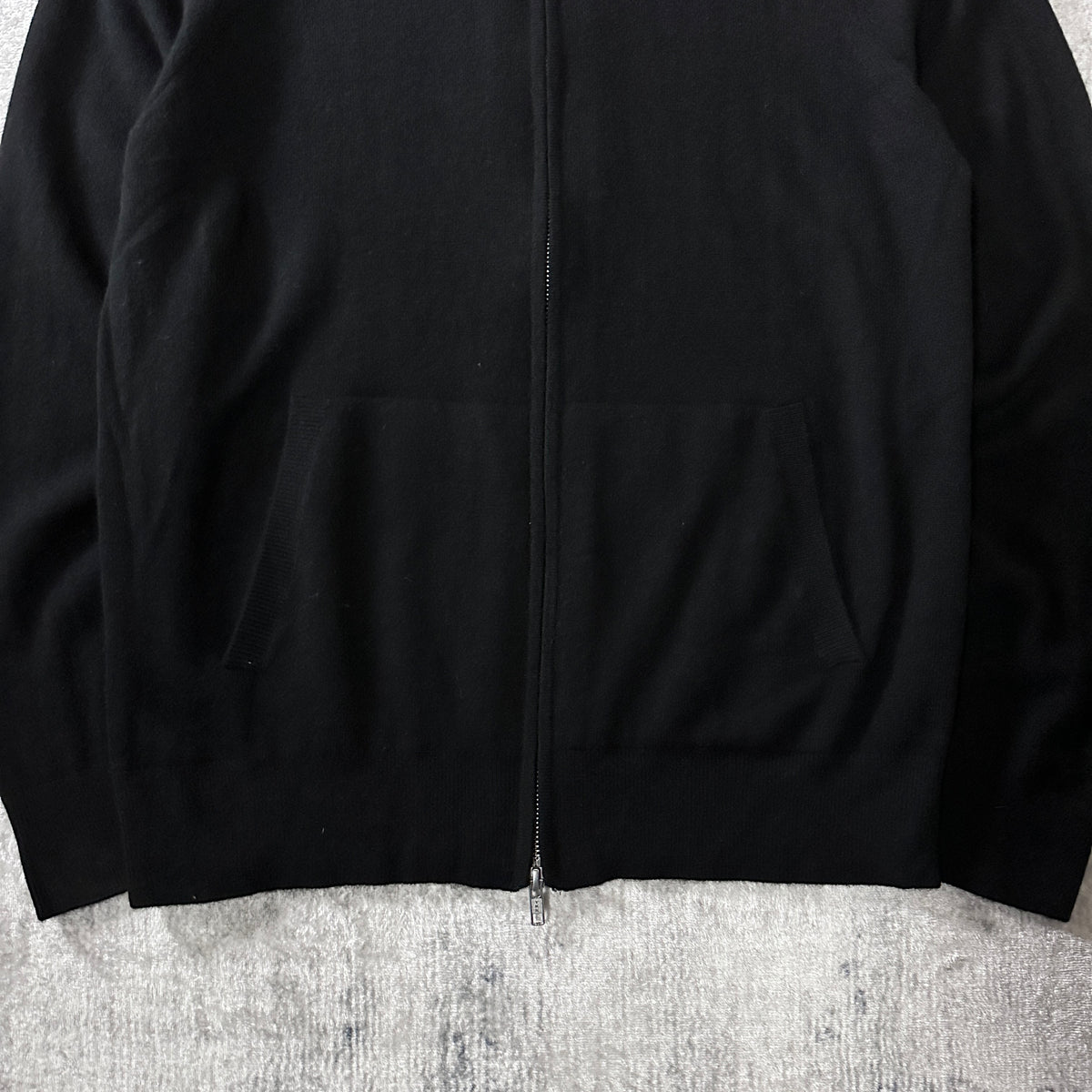 Quince Black 100% Cashmere Full Zip Sweater Size L